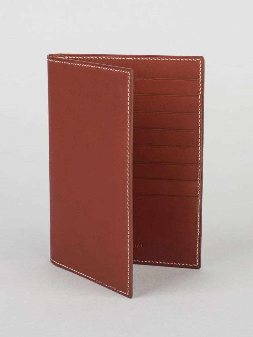 Armorial Leather Tall Card Wallet in Saddle Brown NWOB